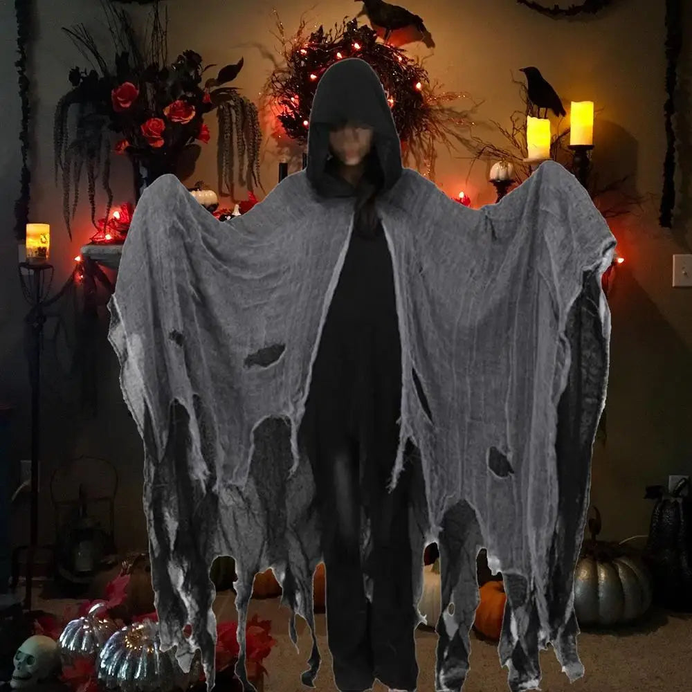 Halloween Ghost Dementors sorceress Cosplay Costume Gothic Zombie Tattered Hooded Capes Day Of The Dead Party Props Cloaks