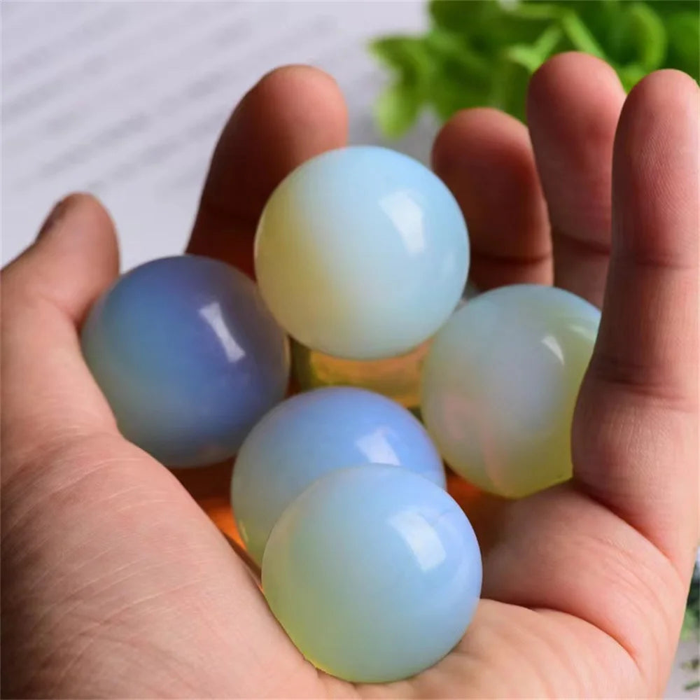 Natural White Opal Crystal Sphere Ball Energy Stone Healing Sphere Decor Meditation Spiritual Healing