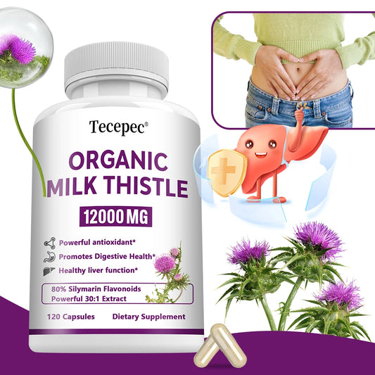 Milk Thistle Capsules - Liver Health, Cardiovascular Protection, Antioxidant Detox Support Promotes Digestive Health