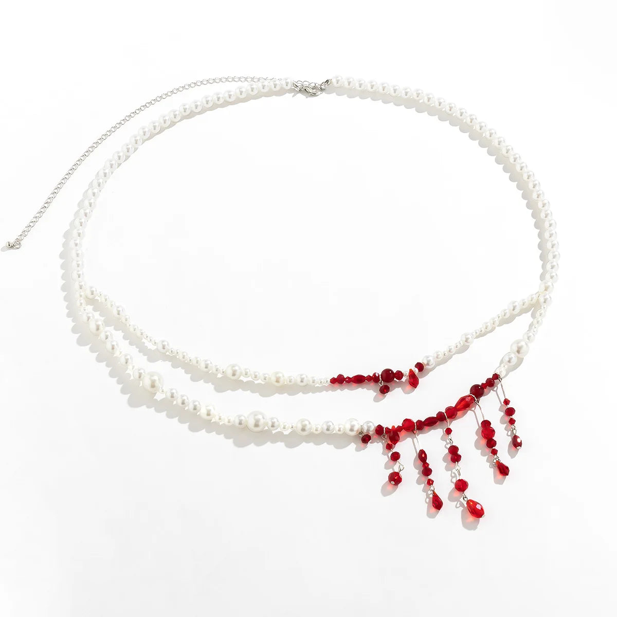 Gothic Blood Drop Fringe Necklace Choker Multi-colored Pearls Beaded Charm Fashion Halloween Party Jewelry Vampire Gifts for Her