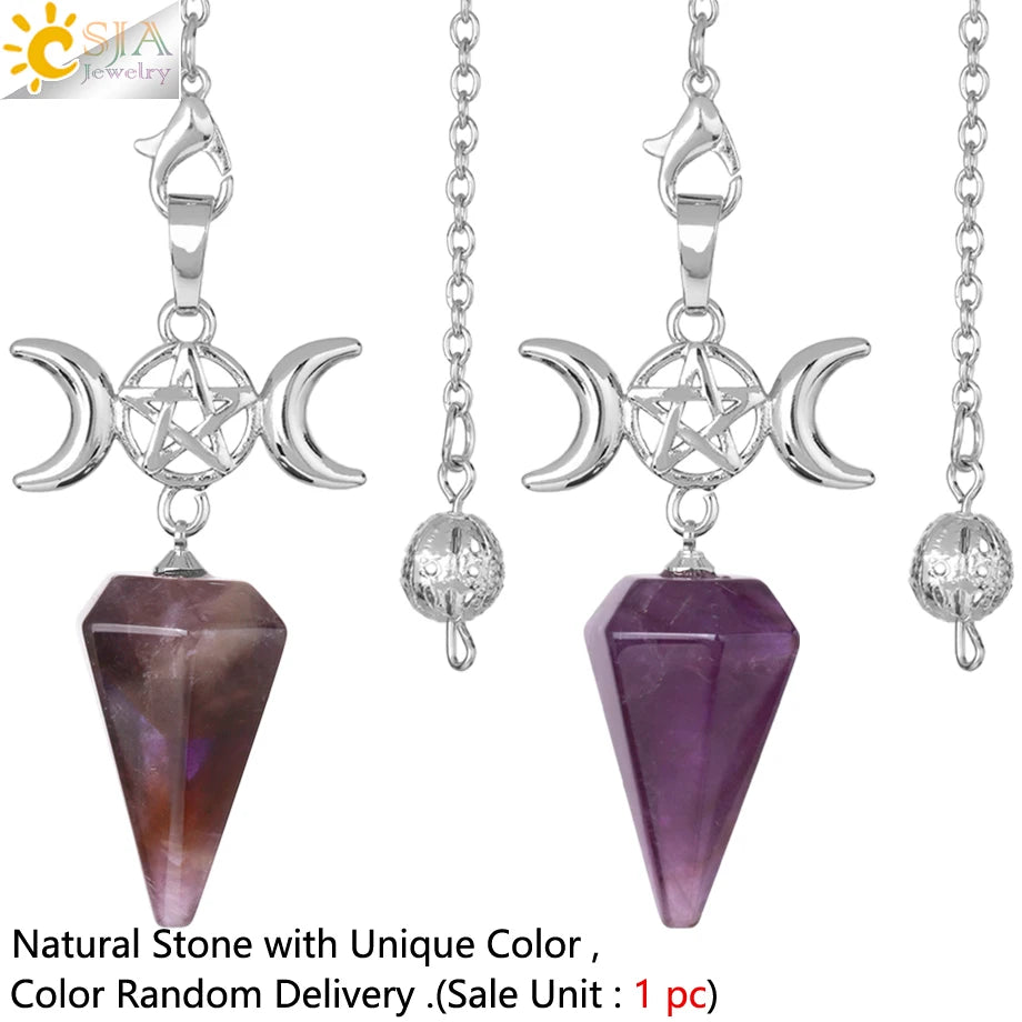 Healing Spiritual Crystal Pendulum Reiki Natural Stone Pendant Cone Penulum Pendulos for Dowsing Divination Healing Jewelry S962