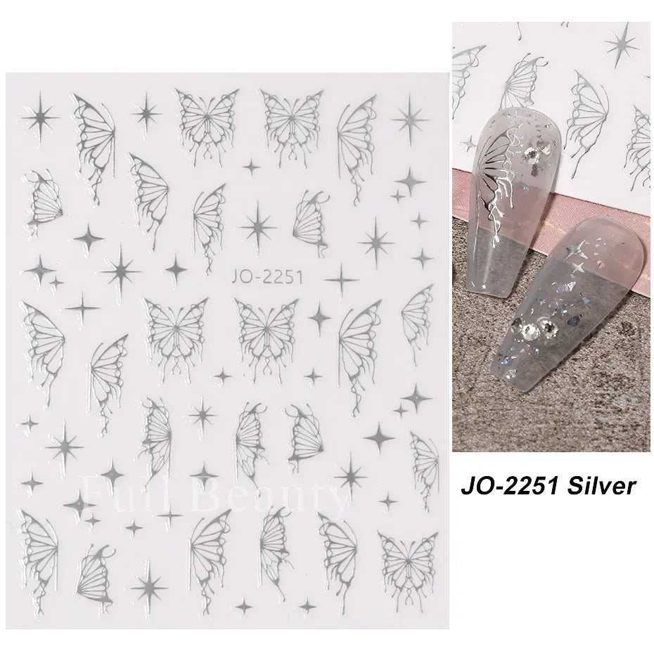Nail Stickers Halloween Series Bat Skull Bone Ghost Pumpkin Pattern 3D Self Adhesive Decals For Nails Manicure Decoration LATH