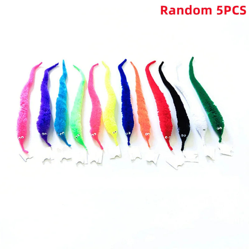 5/10/15Pcs Novelty Funny Props Caterpillars Seahorse Elf Magic Worm Twisty Christmas Halloween Wizard Weird Tricks Toy Kid Gifts