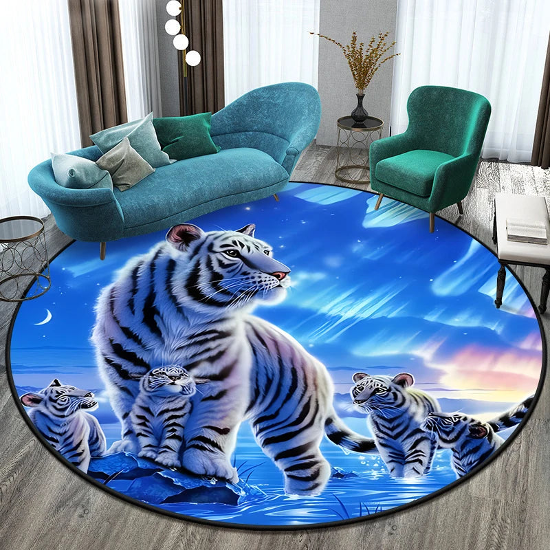 Tiger Round Rug Floor Mats Living Room Rugs Kids  Decor Gifts Restroom     Prayer  Area