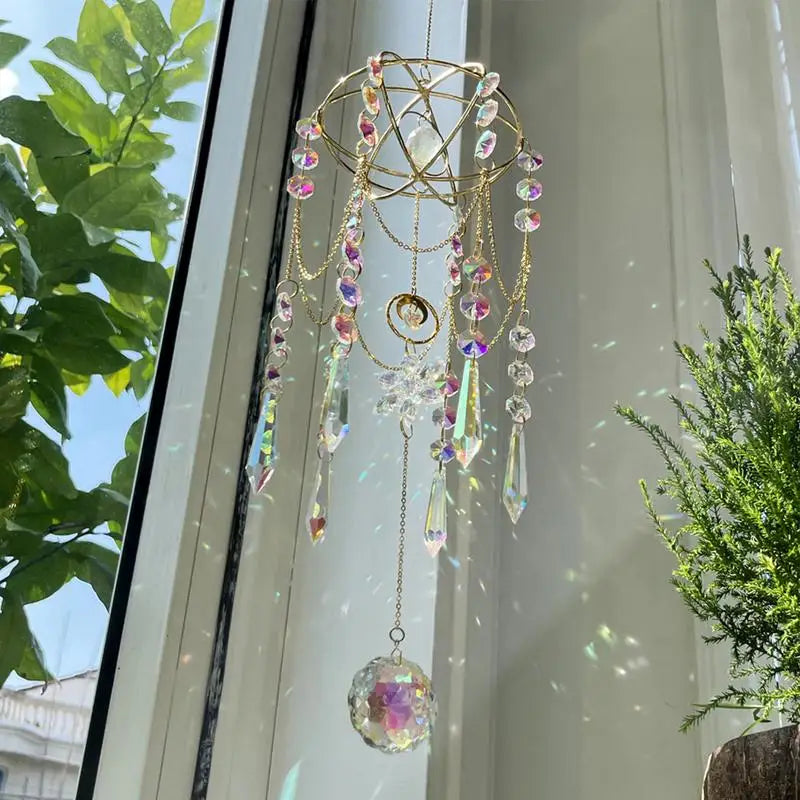 Crystal Sun Catcher Hanging Crystals Stained Glass Sun-catcher Outdoor Decor Rainbow Maker Prism Garden Decoration