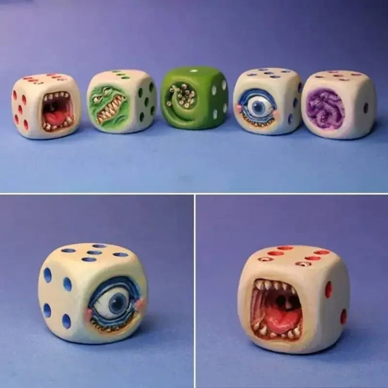 Monster Dice  Funy Monster Face Resin Dice Set  Halloween Tabletop Game Dice Set Props  Monster Dice Set for Table Games