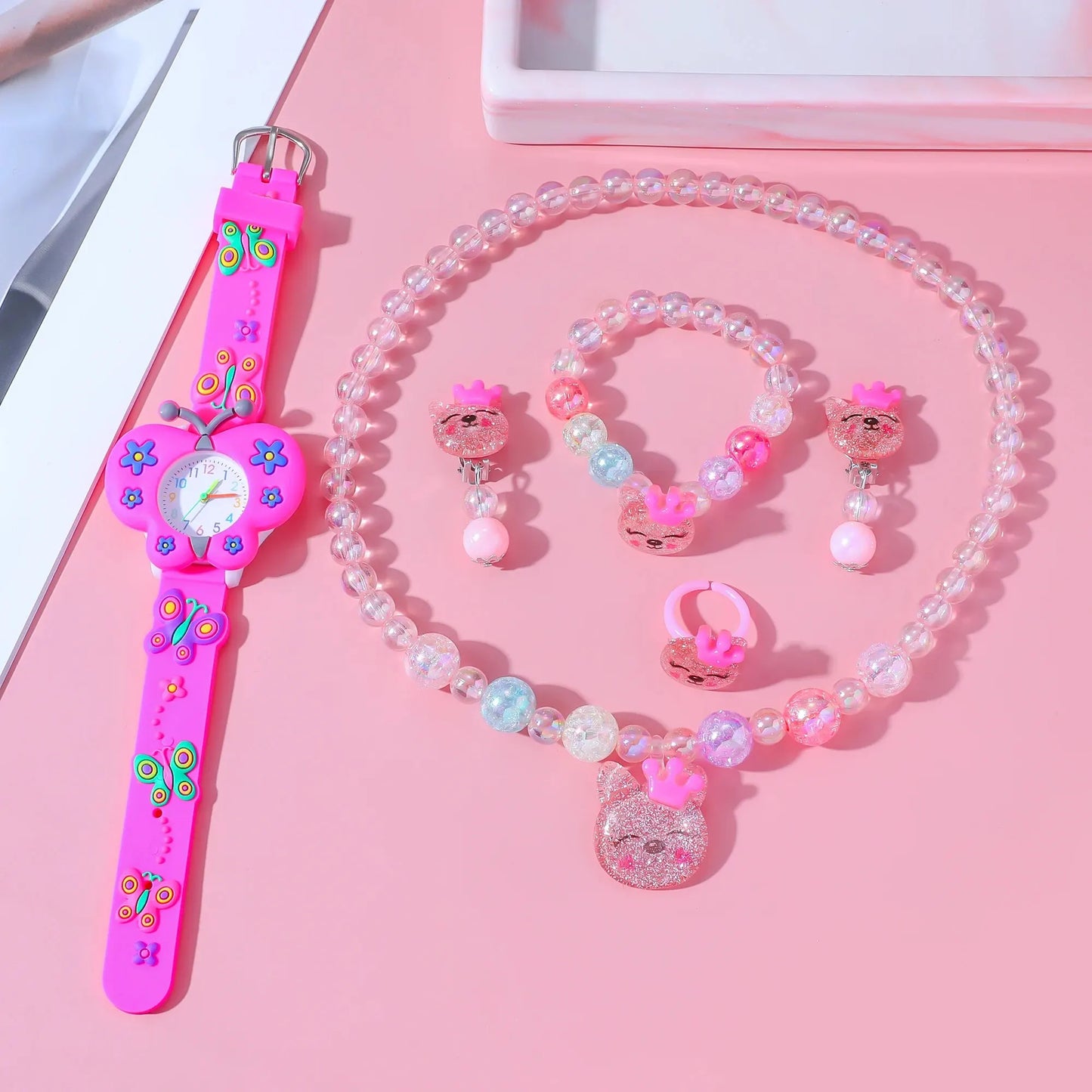 Popular Children's Butterfly Quartz Watch Set
