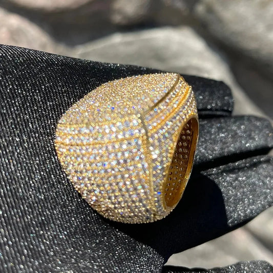 Fashion Men's Gold Color Ring for Party Wedding Full Bling Iced Out Cubic Micro Paved CZ Crystal Luxury Hip Hop Rings Jewelry