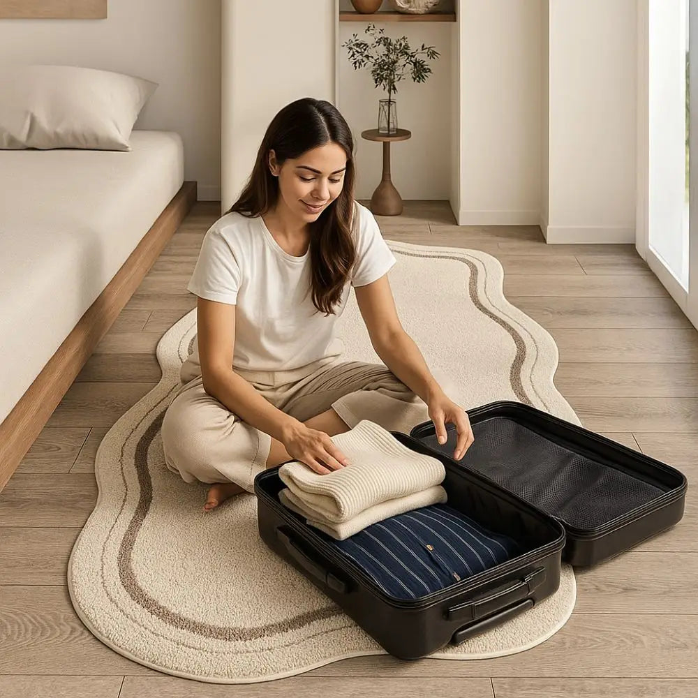 Comfortable Cream Style Bedroom Rug Soft Absorbent Bedside Carpet Minimalist Non-Slip Area Rugs Bedroom