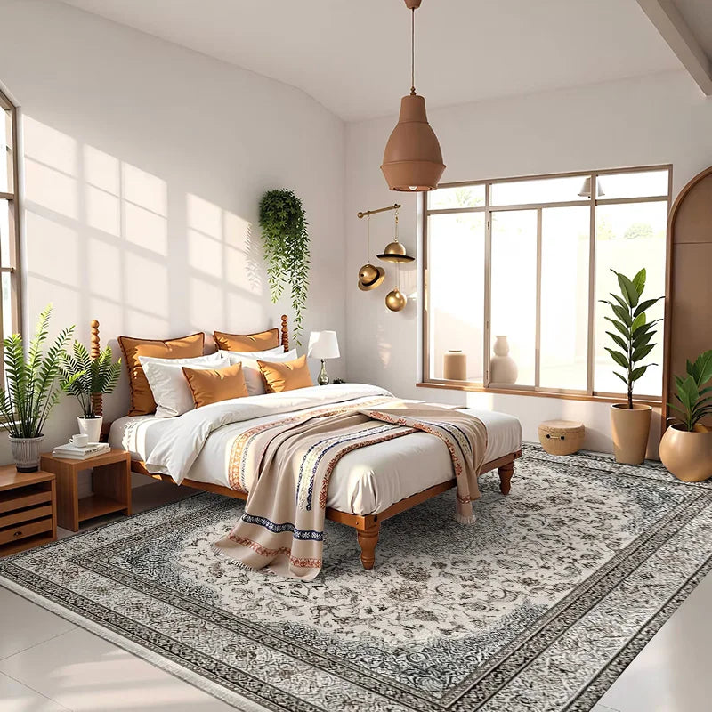 RAKKS Retro Style Rugs for Bedroom Large Area Living Room Decoration Anti-slip Carpet Washable Lounge Floor Mat Home Soft Rug