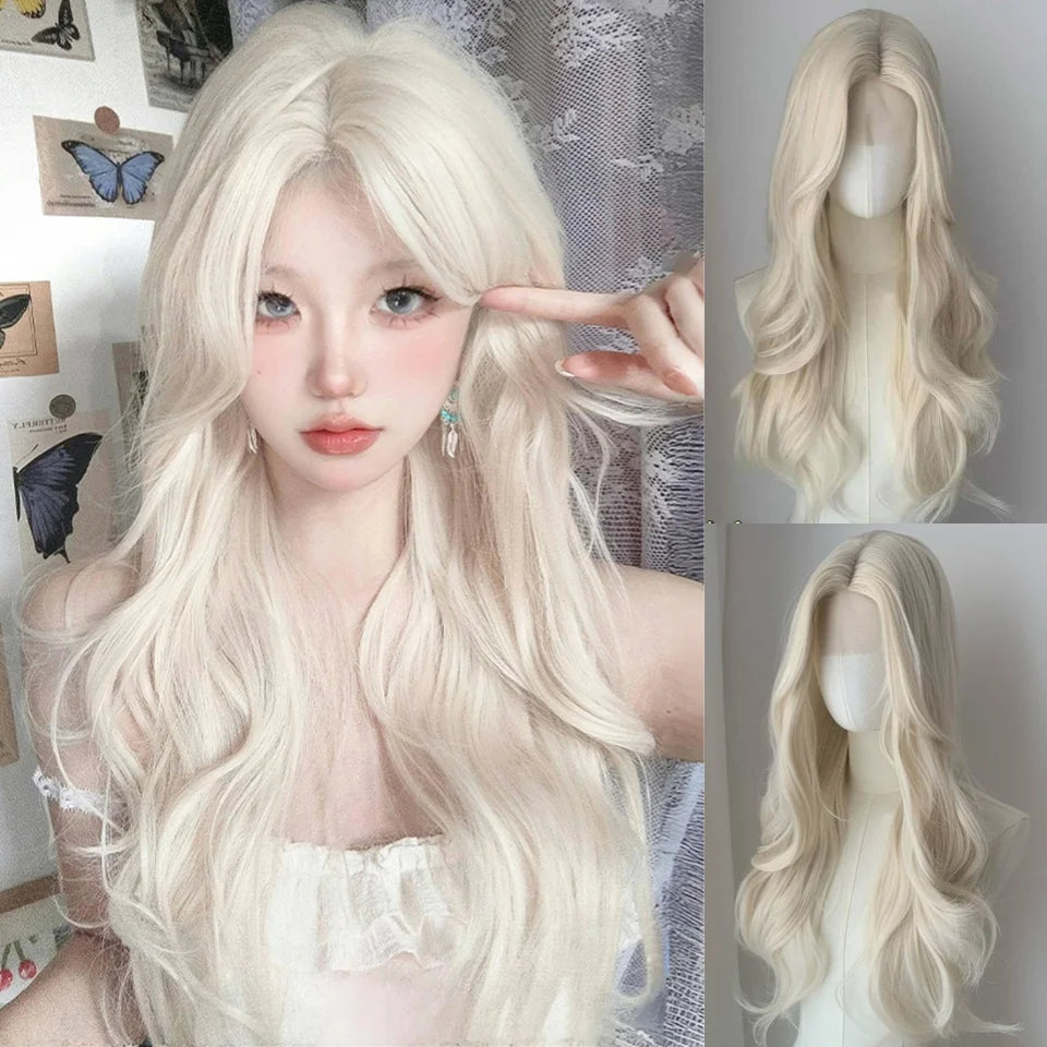 Synthetic Short Lolita Cosplay Christmas Halloween Bob Brown Blonde LM Wig With Long Curly Ponytail Natural Fake Hair for Women
