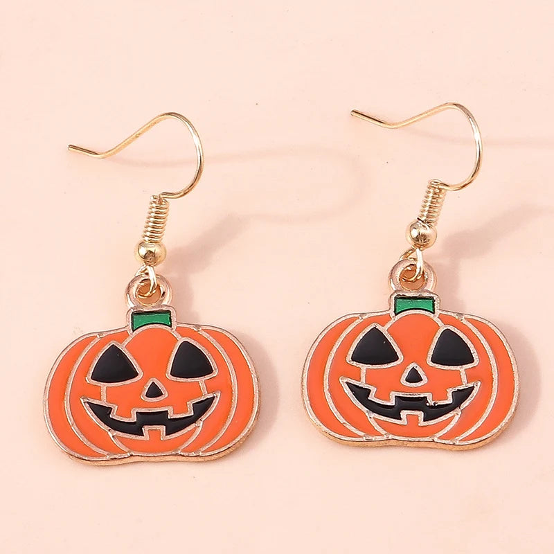 Aihua Fashion Halloween Earrings Enamel Ghost Skeleton Pumpkin Bat Spider Earrings For Women Halloween Night Party Jewelry Gifts