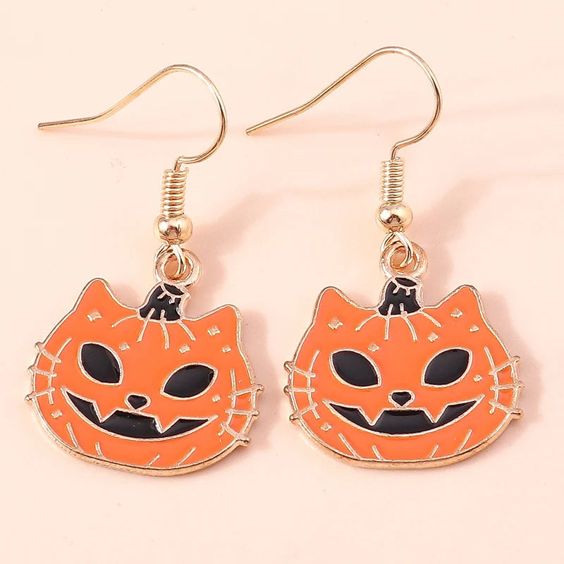 Aihua Fashion Halloween Earrings Enamel Ghost Skeleton Pumpkin Bat Spider Earrings For Women Halloween Night Party Jewelry Gifts
