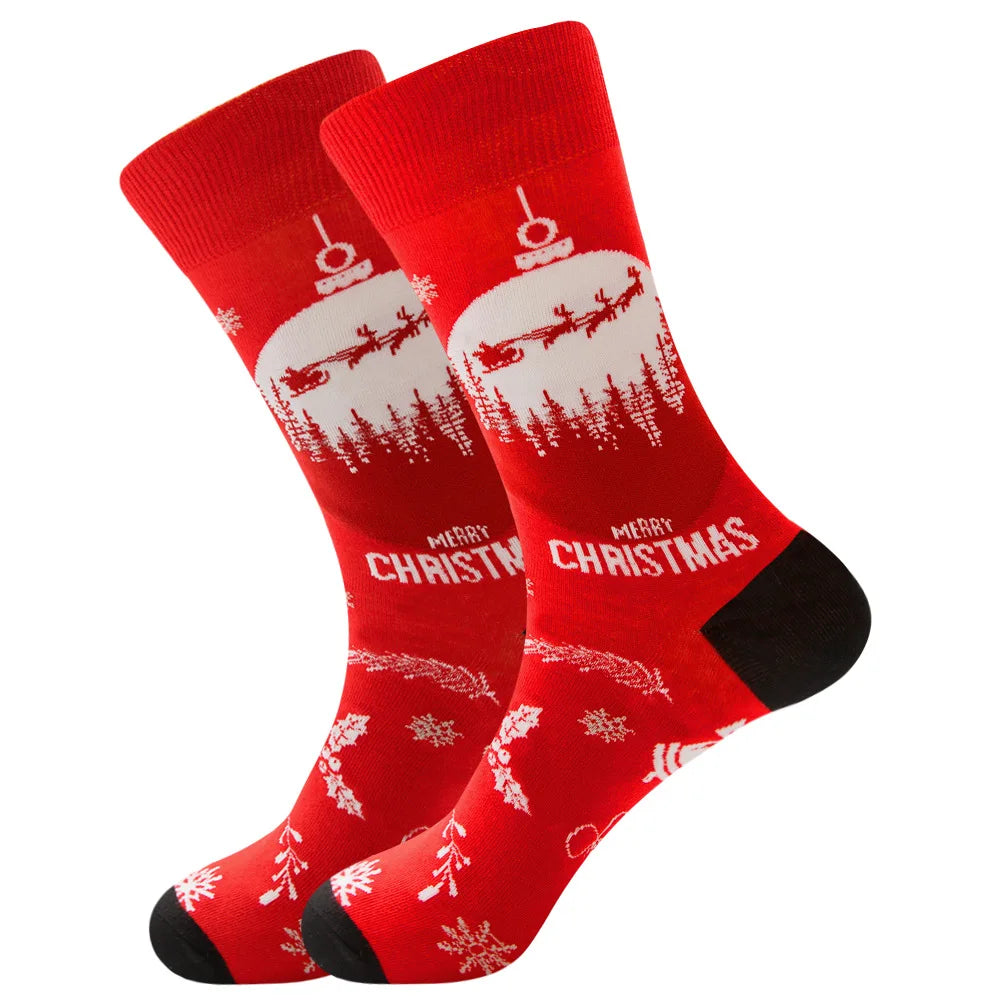 Men Women Socks Lover Christmas Halloween Celebrate Santa Elk Gift Party Biscuits Snow Happy Funny Tide Cotton Socks EU38-46