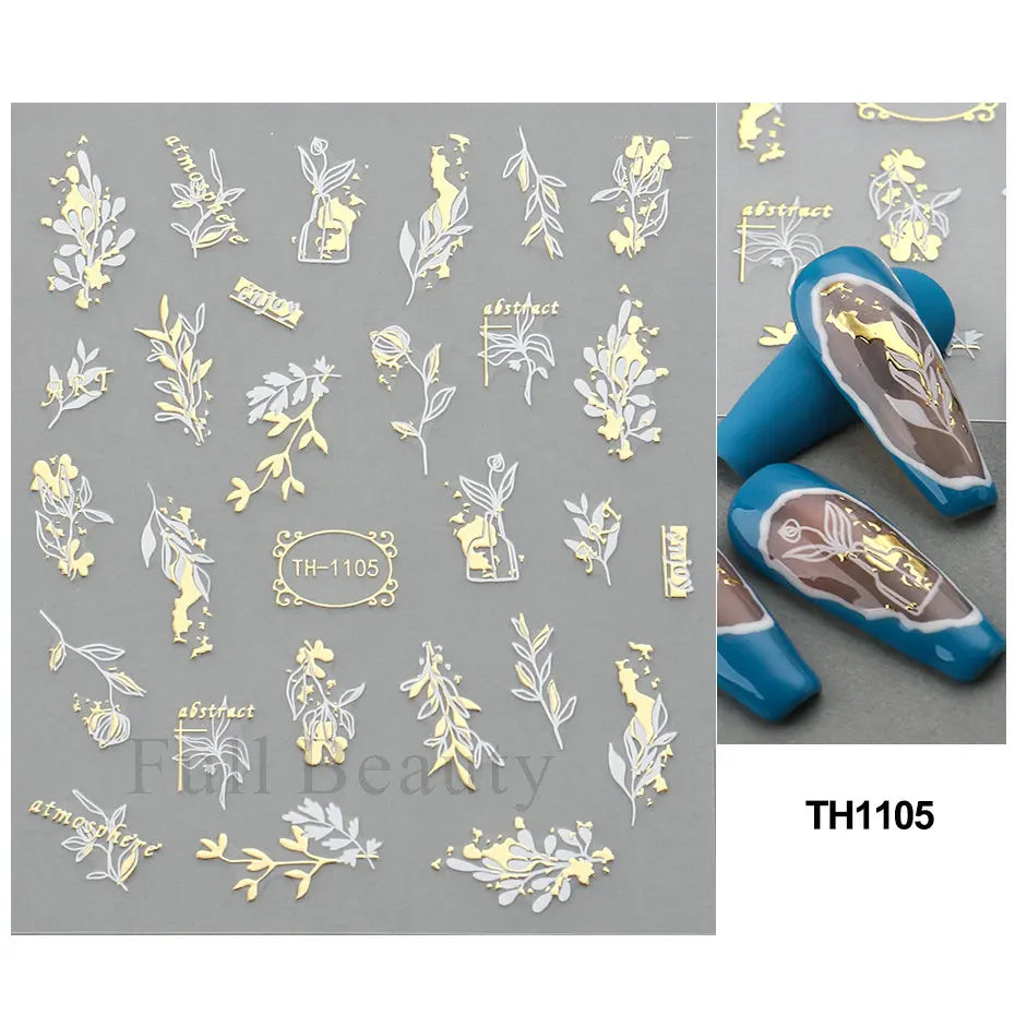 Nail Stickers Halloween Series Bat Skull Bone Ghost Pumpkin Pattern 3D Self Adhesive Decals For Nails Manicure Decoration LATH