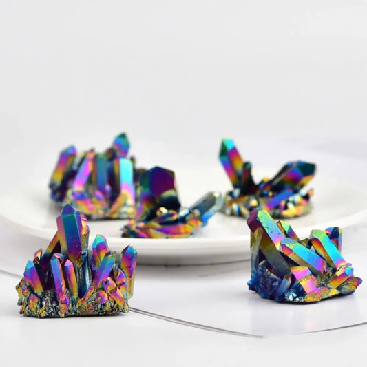 Rainbow Titanium Rough Grinding Quartz Healing Crystals Stone Ornaments Crystal Cluster Specimen Mineral Reiki Stone