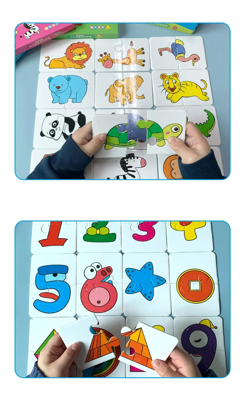 Baby Puzzle Toys for Children Animals Fruit Truck Graph Card Matching Games Montessori Toys for Kids 1 2 3 Years Old Boys Girls