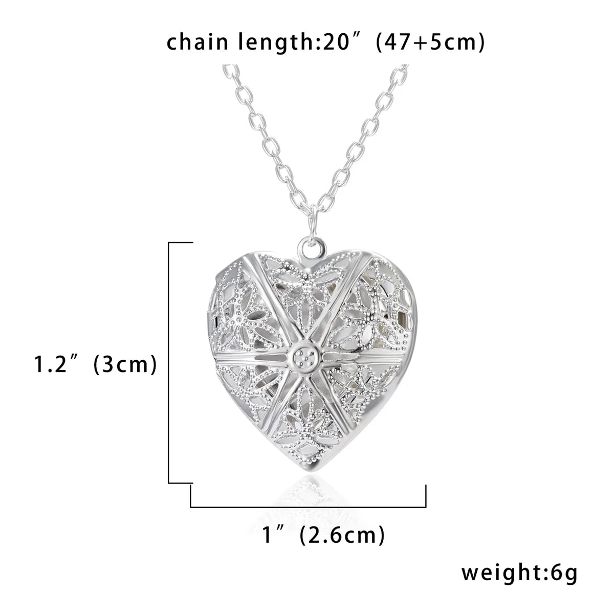 Silver Color Love Heart Photo Frame Pendant Necklace For Women I Love You Flower Pattern Heart Openable Locket Necklace Jewelry