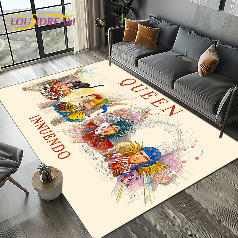 2025 Classics Queen-Rock-Band Freddie Carpet Rug for Living Room Bedroom Home Sofa Decoration,Kid Area Rug Non-slip Floor Mat