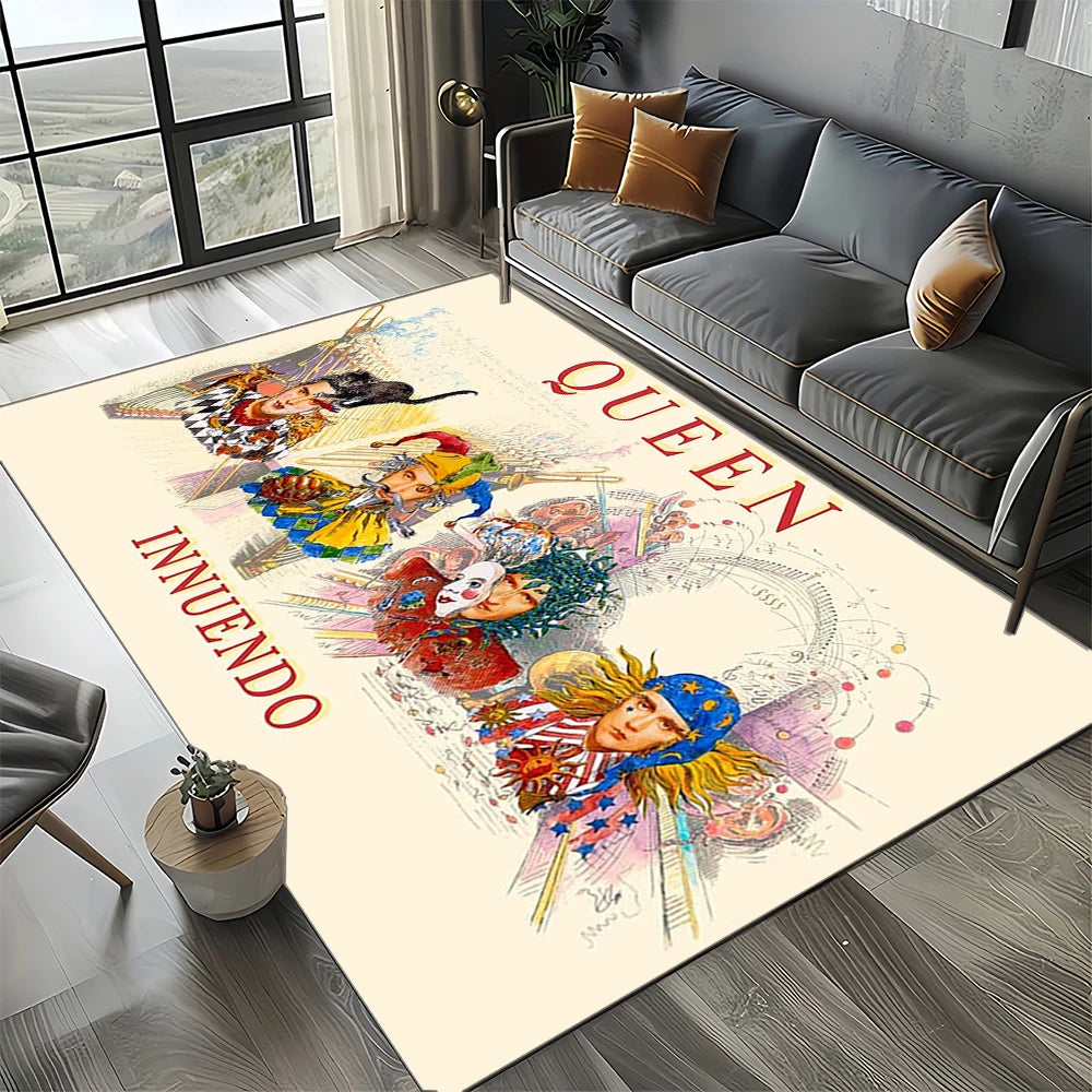 2025 Classics Queen-Rock-Band Freddie Carpet Rug for Living Room Bedroom Home Sofa Decoration,Kid Area Rug Non-slip Floor Mat