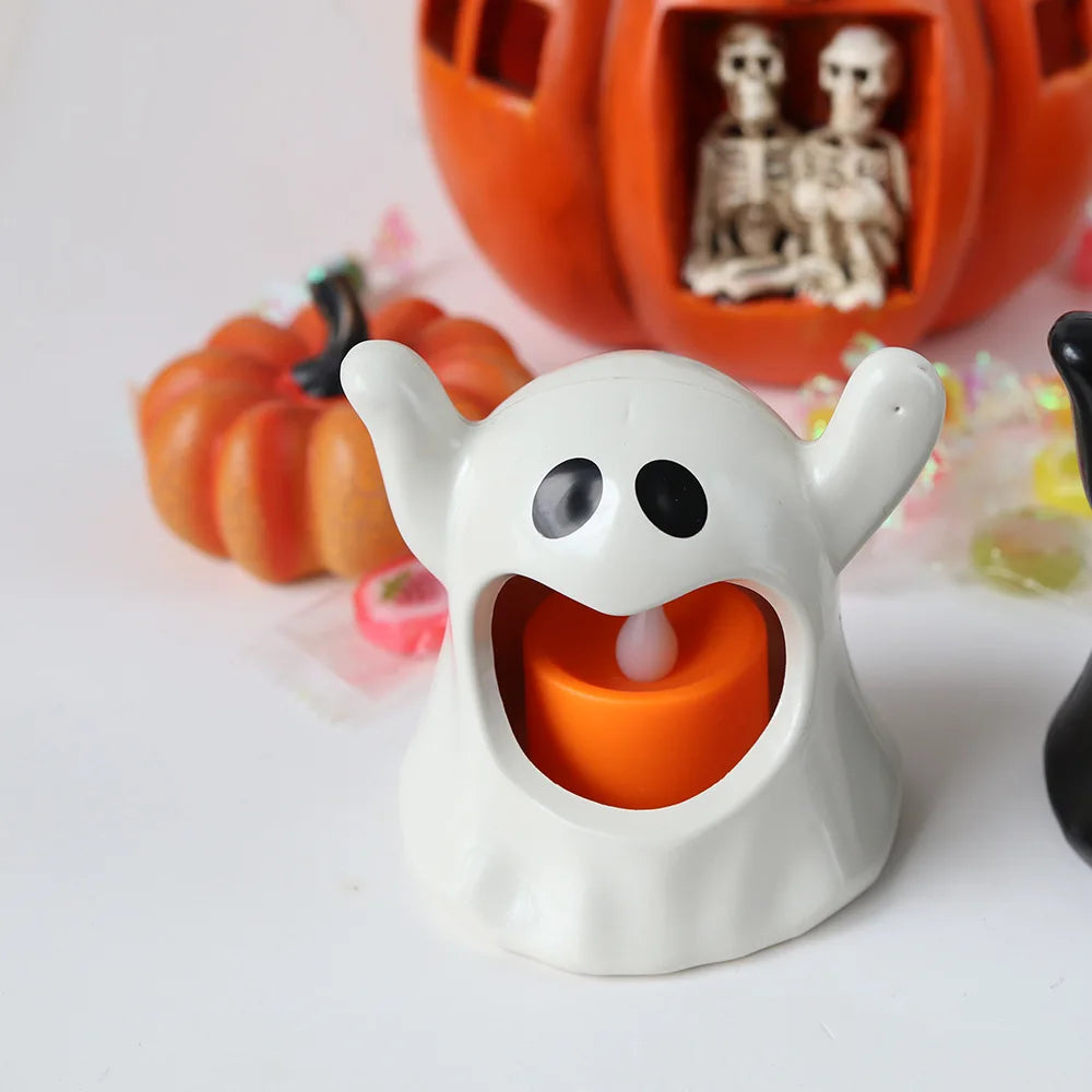 LED Electronic Candle Lights Kawaii Ghost Lights Halloween Scary Atmosphere Ornaments Kid Gift Party Desktop Decoration Props