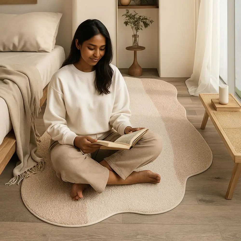 Comfortable Cream Style Bedroom Rug Soft Absorbent Bedside Carpet Minimalist Non-Slip Area Rugs Bedroom