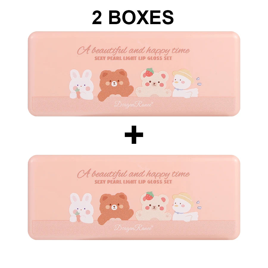 Set of 10 Shimmering Lip Glosses, Easy to Apply, Lip Glaze, Lipstick, Non-Stick Cup, Non-Fading, Moisturizing, Shiny Lip Gloss, Glass Lip, Shimmering Pearlescent Lip Gloss Set