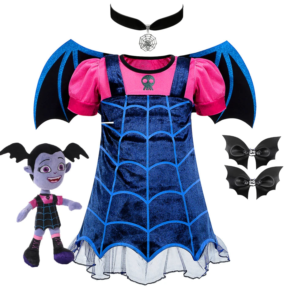 Vampire Cosplay Princess Dress Children Wings Dress Up Christmas Halloween Carnival Girls Saints Disguise Performance Clothing