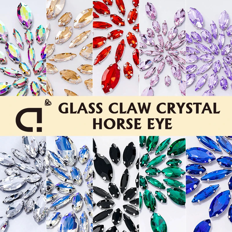 DUCrystal 50pcs/pack Mix Size Glass Crystal Sew On Rhinestones Flatback Rhinestones for Clothes Crafts Sewing Beads Decorations