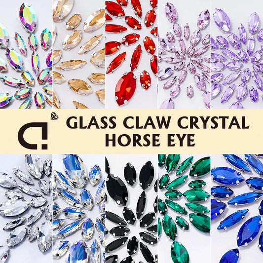 DUCrystal 50pcs/pack Mix Size Glass Crystal Sew On Rhinestones Flatback Rhinestones for Clothes Crafts Sewing Beads Decorations