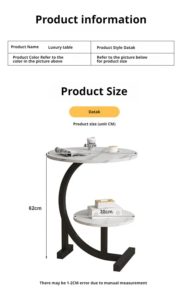 Household Mini Coffee Table Light Luxury Movable 2layer Sofa Side Table Bedside Storage Shelf Balcony Coffee Table Shelves