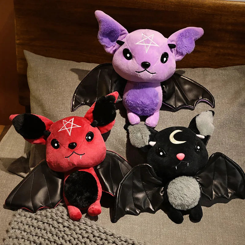 Demon Bat Halloween Plushy Four-color Demon Bat Cartoon Soft Model Kids Christmas Halloween Holiday Gifts Horror Style Home Deco