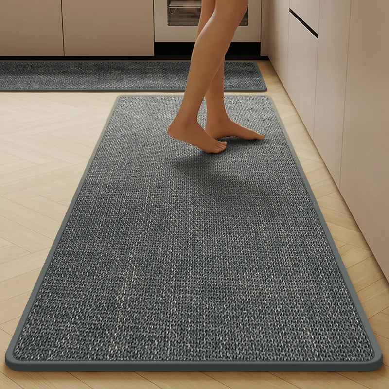 Grey Rugs for Kitchen Floor Mat Home Corridor Non-slip Carpet TPR Wear-resistant Antislip Foot Mats Bedroom Bedside Rug Alfombra