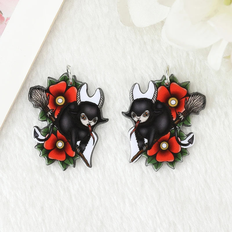 8Pcs Halloween Charms Creative Acrylic  OUIJA Sheep Pendant For Keychain Necklace Jewelry Diy Making