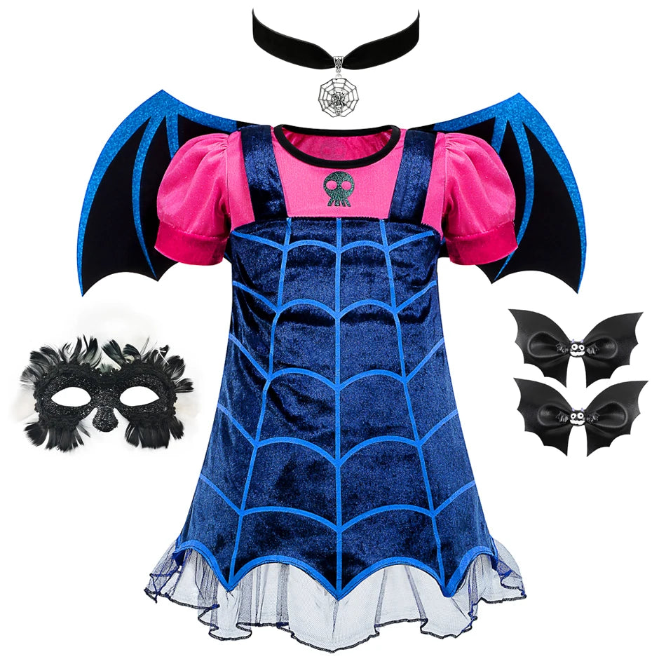 Vampire Cosplay Princess Dress Children Wings Dress Up Christmas Halloween Carnival Girls Saints Disguise Performance Clothing