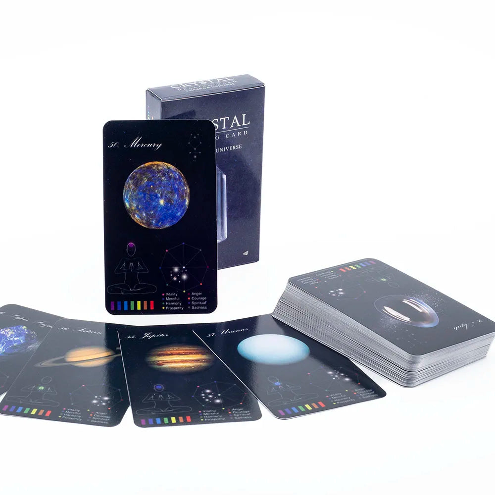 Crystals Healing Cards English Version 60-Card Deck with PDF Guidebook 48 Crystal & 12 Zodiac Cards Board Game for Party