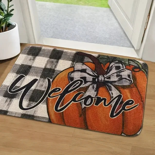 Halloween Pumpkin with Terrifying Face Door Mat Front Door Entrance Inch Welcome Mat for Garden Terrace Home Porch Decoration