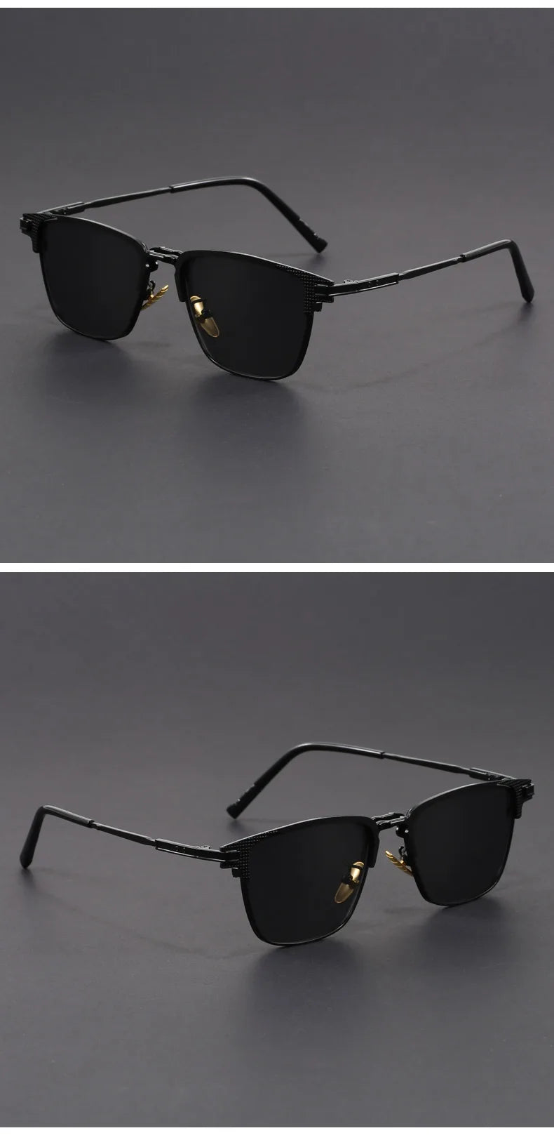 New Titanium Metal Square Sunglasses Half Frame Polarized Sunglasses Man Woman Luxury Brand Designer Sun Glasses Male Retro Rive