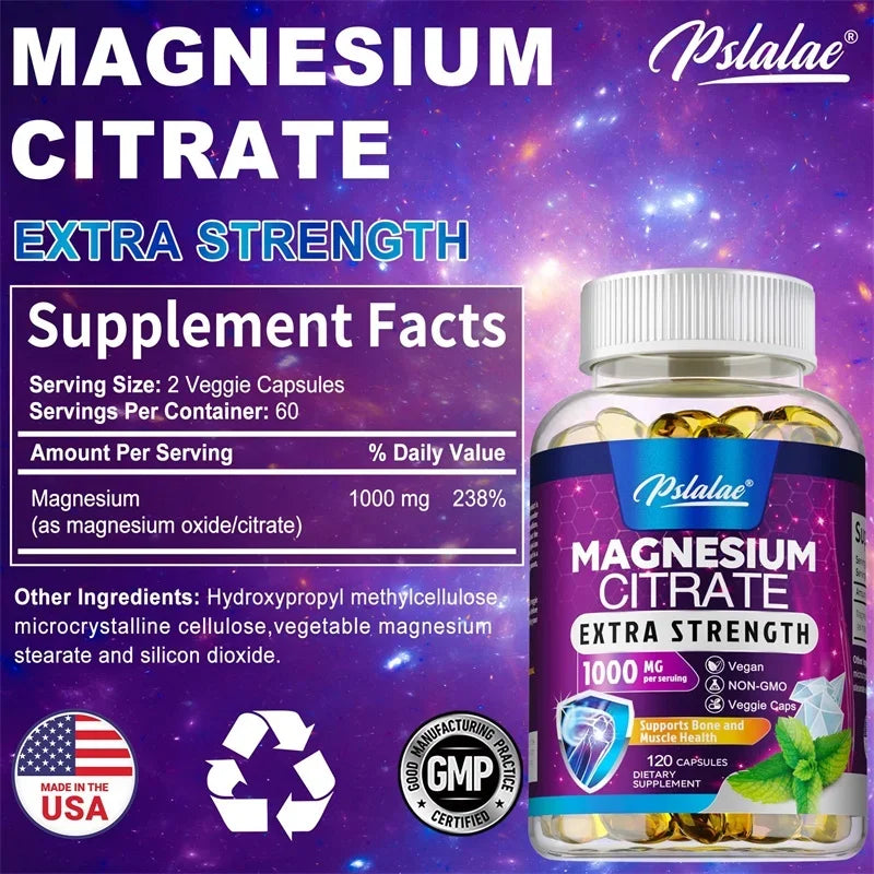 Magnesium Citrate - Supports Digestive Health, Muscle, Nerve, Bone and Heart Health