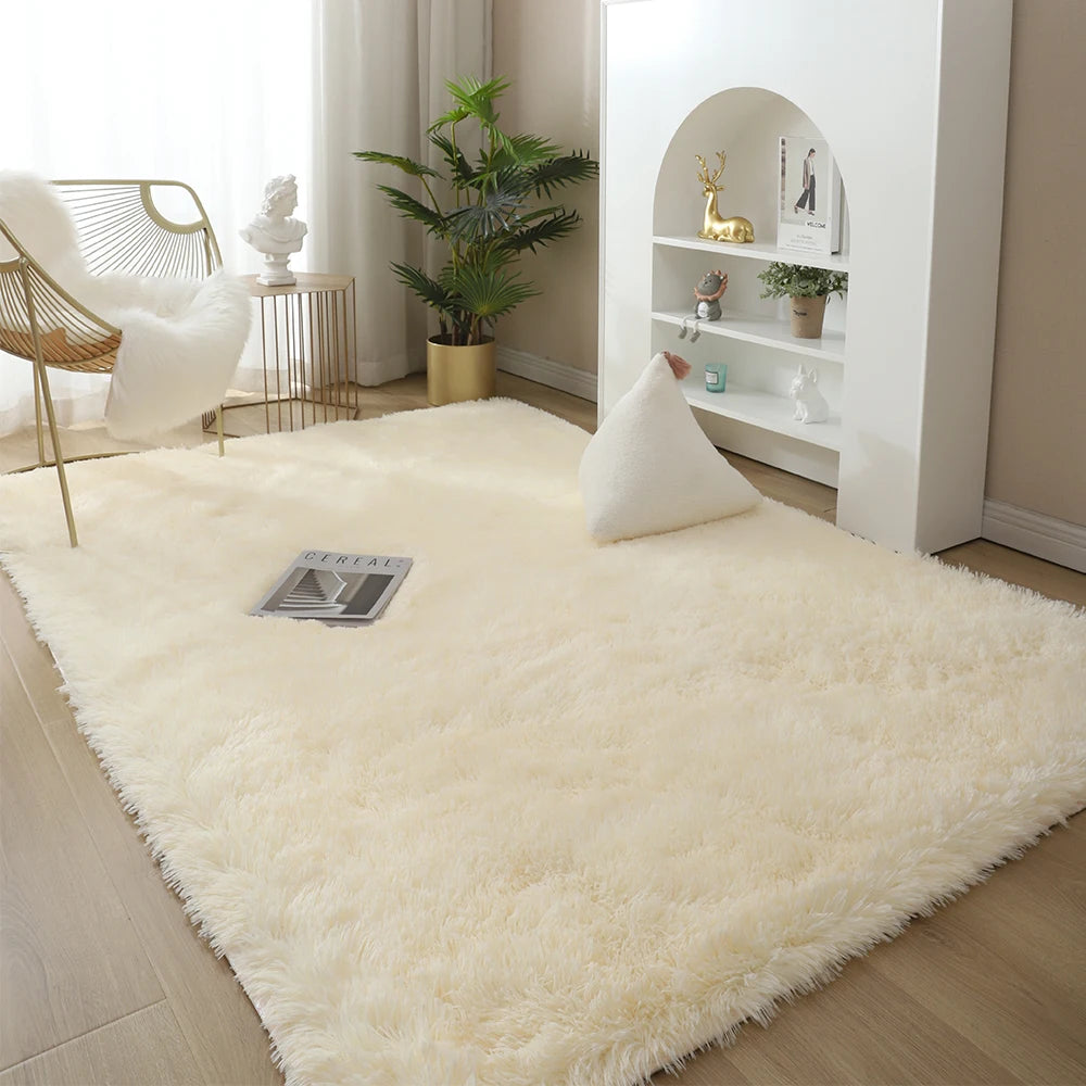 Nordic Furry Rug Bedroom Carpet Living  Room Modern Decoration Hairy Carpets Large Size Black Gray Pink Beige Non Slip Mat