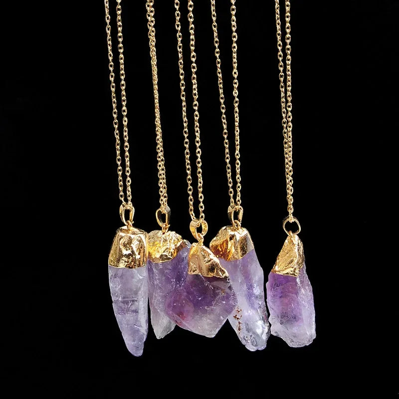 Irregular Amethyst Gemstone Necklace Healing Crystal Chakra Stone Women Birthday Gift Citrine Gemstone Necklace Healing Crystal