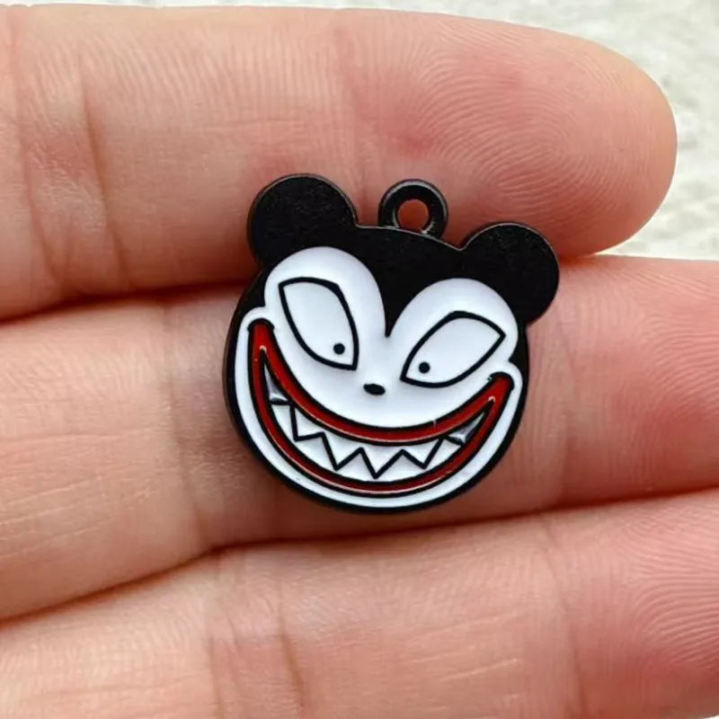 10pcs Halloween Charm Jewelry Accessories Enamel Necklace Earring Pendant Diy Making Supplies Alloy Metal Black Plated