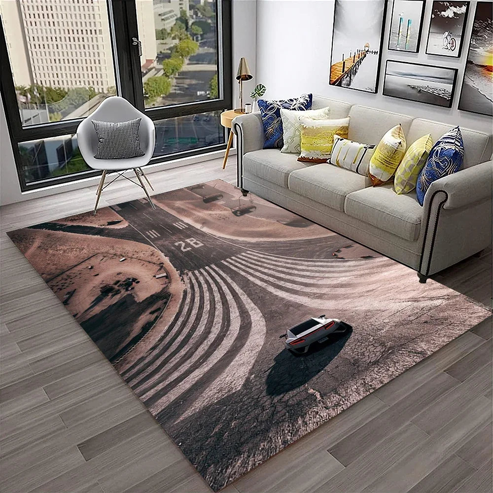 Racing Car Sports Car Carpet Rug for Home Living Room Bedroom Playroom Sofa Doormat Decor,Kids Game Area Rug Non-slip Floor Mat