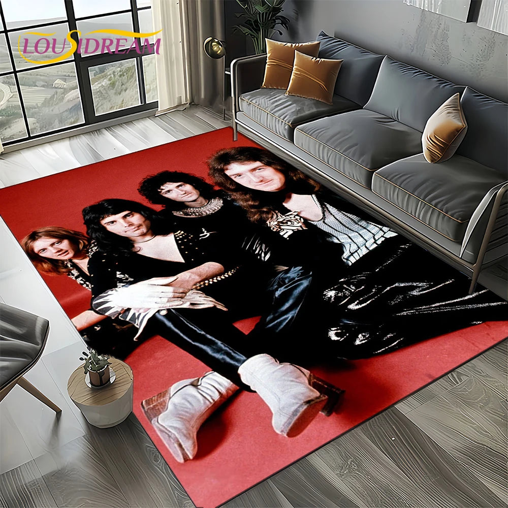 2025 Classics Queen-Rock-Band Freddie Carpet Rug for Living Room Bedroom Home Sofa Decoration,Kid Area Rug Non-slip Floor Mat