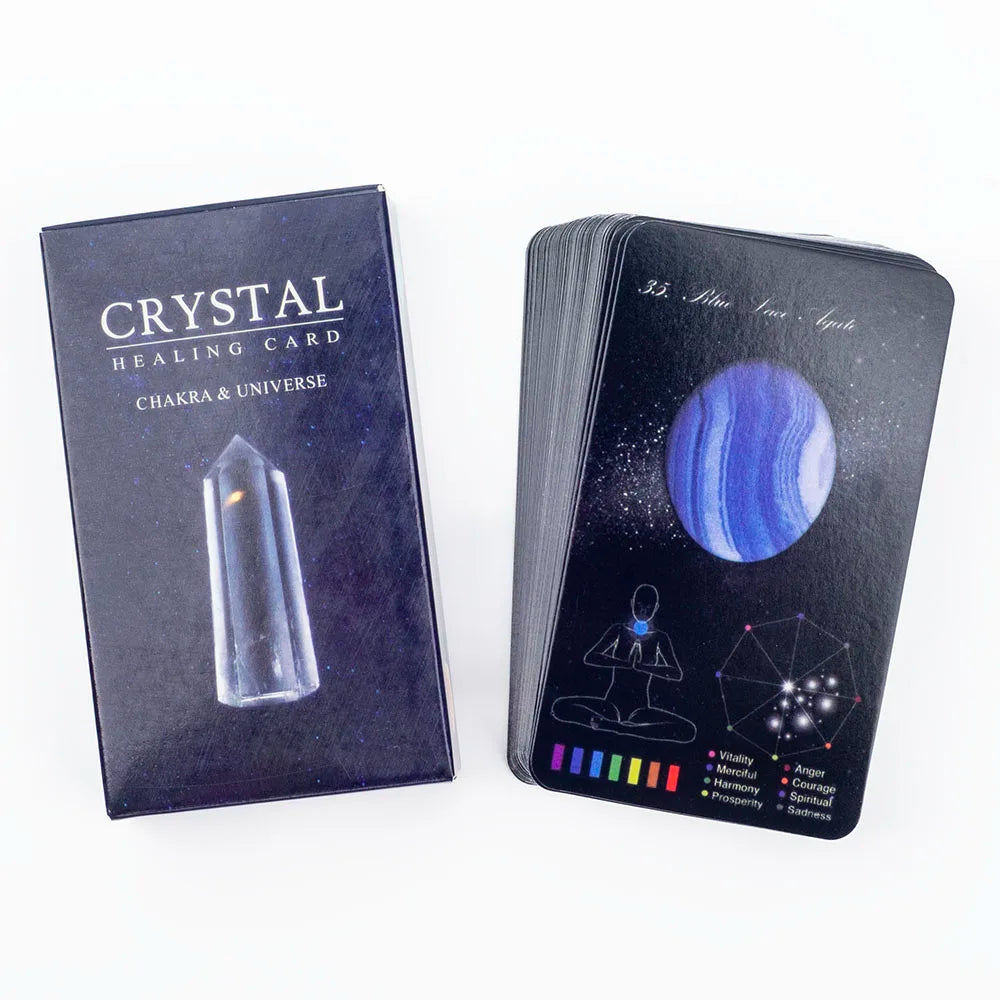 Crystals Healing Cards English Version 60-Card Deck with PDF Guidebook 48 Crystal & 12 Zodiac Cards Board Game for Party