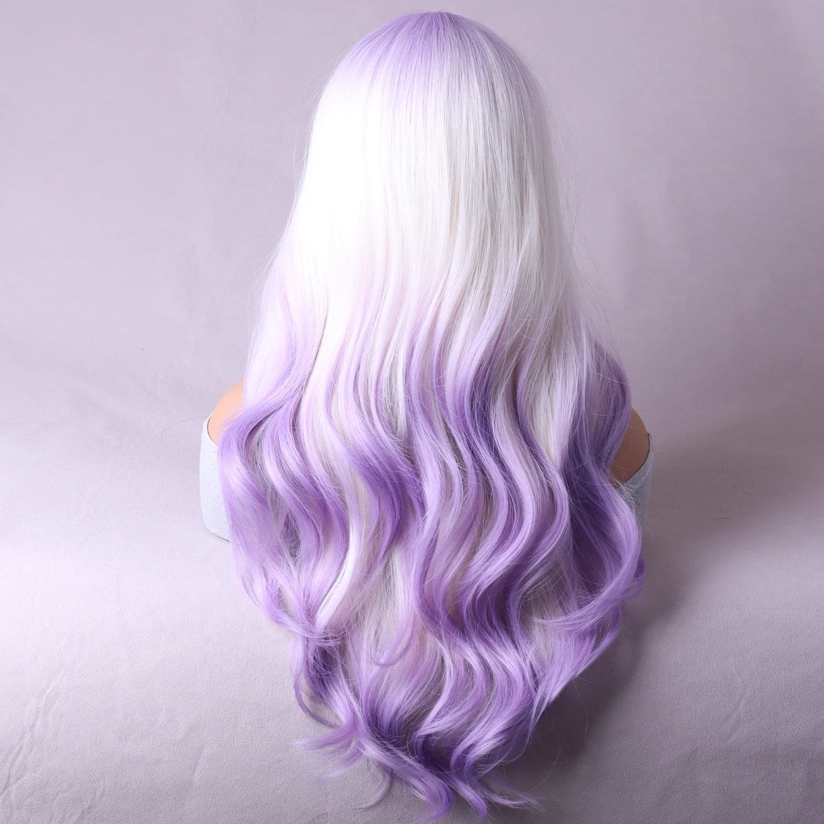 Peach shade shade wig Ladies dark red white shade shade wig with bangs Heat resistant synthetic wig Halloween cosplay party wig