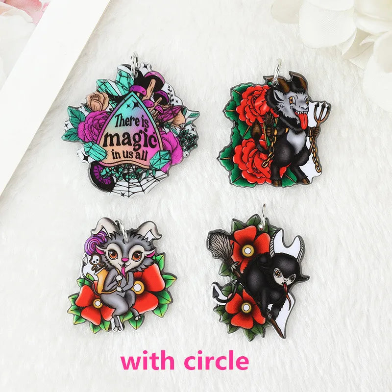 8Pcs Halloween Charms Creative Acrylic  OUIJA Sheep Pendant For Keychain Necklace Jewelry Diy Making