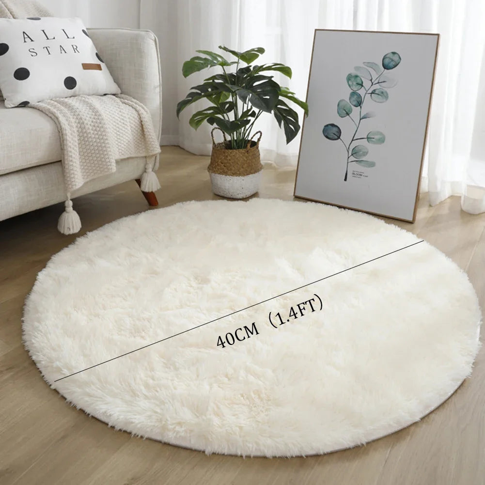 40/60/80cm Anti-Slip Round Rugs Large Shaggy Rug Super Soft Mat Living Room Bedroom Carpet Home Furnishings