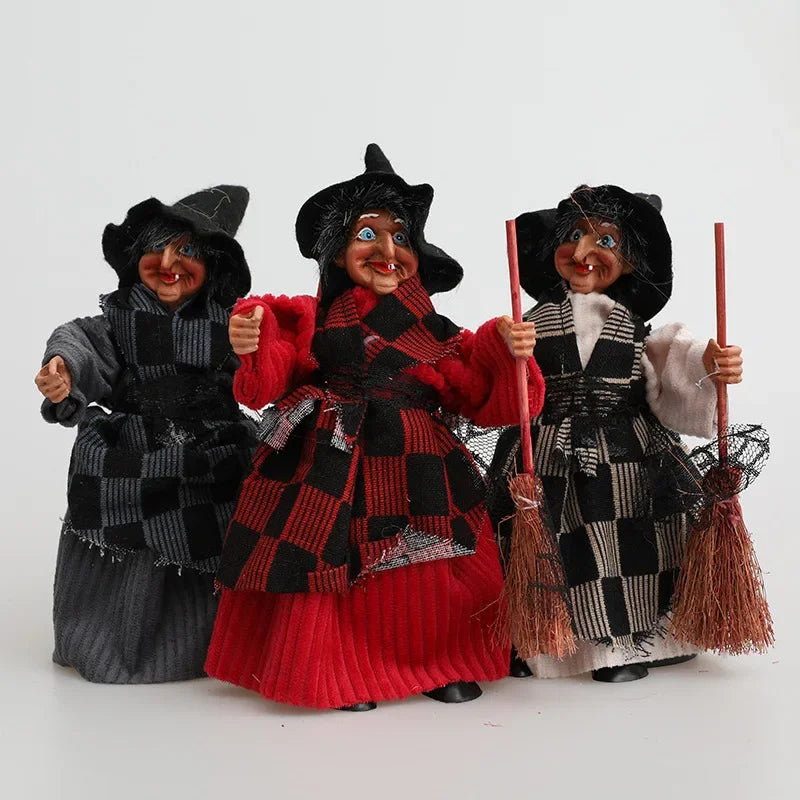 3pc/Set  Halloween Broom Witch Pendant Decor Props Scary Haunted House Bar Home Festival Party Decoration Hanging Witch
