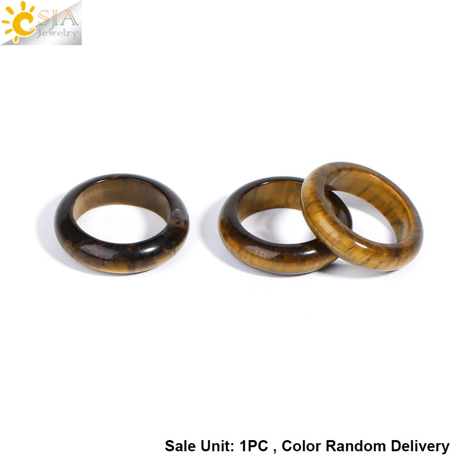 Healing Gem Stone Crystal Band Rings for Men Natural Pink Stone Quartz Red Agates Jaspers Dainty Finger Ring Women Jewelry H474